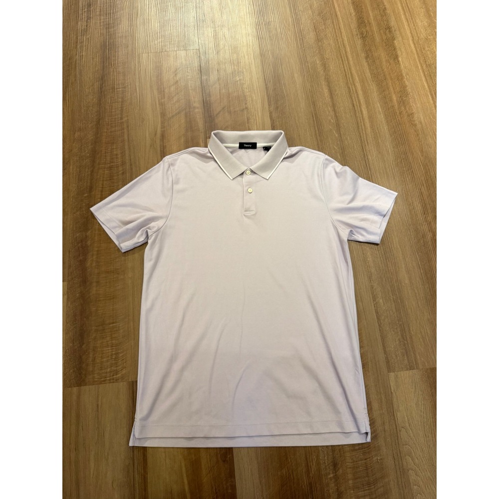 Theory Polo Shirt Mens Medium Lavender Pima Cotton Standard Polo H1194510